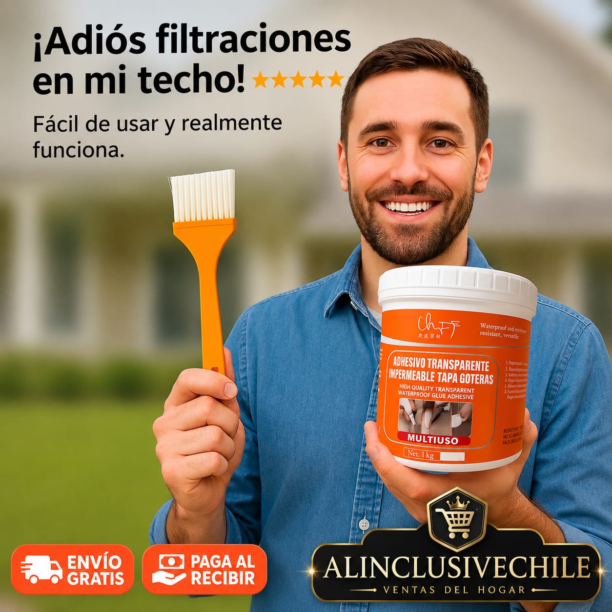 Sellador Transparente Impermeable 1 kg + Brocha