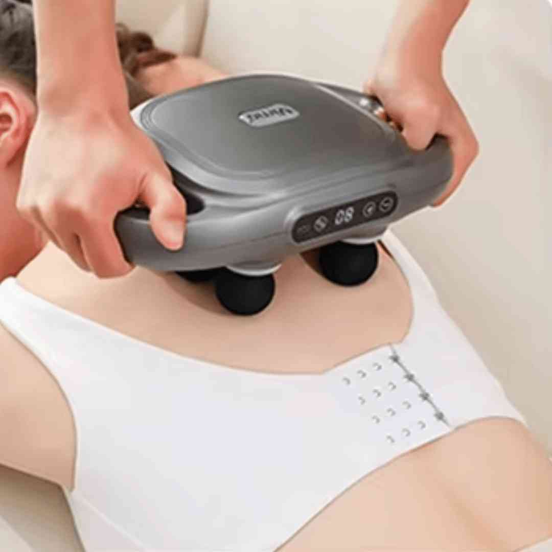 Masajeador Muscular Portátil con 4 Cabezales