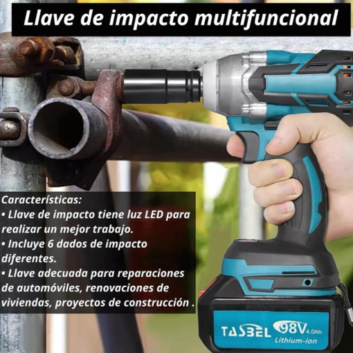 TALADRO DE  IMPACTO CON  2 Baterías de 98V + Accesorios Tasbel