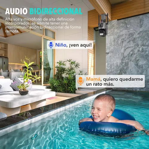 Cámara de seguridad Avanzada con alarma y doble lente full HD - Máxima resolución