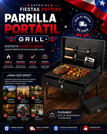 Parrilla Parrillera Para Asado Plegable Portatil