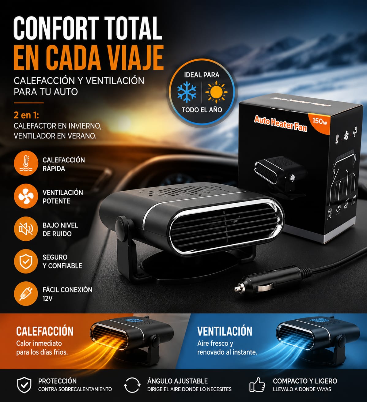CALEFACTOR PORTATIL PARA AUTO