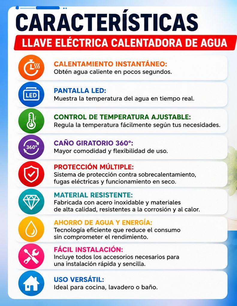 Llave Calentador De Agua Eléctrico para  Lavaplato